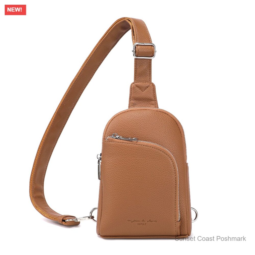 RFID Blocking Sling Bag Anti Theft Crossbody Vegan Leather Travel Purse
